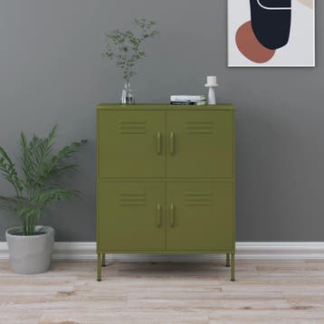 vidaXL Opbergkast 80x35x101,5 cm staal olijfgroen, Verzenden, Nieuw