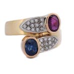 Armring - 18 karaat Geel goud - 1.60ct. tw. Saffier - Robijn