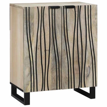 vidaXL Dressoir Wit 60 x 33,5 x 75 cm Massief Mango Hout, Verzenden, Nieuw, Overige houtsoorten, Minder dan 50 cm