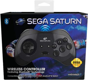 Retro-Bit Sega Saturn Bluetooth controller black, Spelcomputers en Games, Verzenden, Nieuw