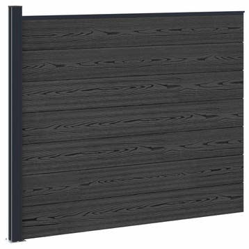 vidaXL Hekpaneel WPC en Aluminium Zwart, Verzenden, Nieuw