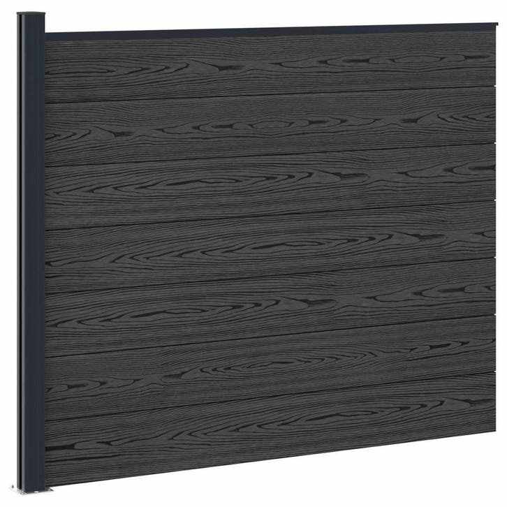 vidaXL Hekpaneel WPC en Aluminium Zwart, Tuin en Terras, Schuttingen, Nieuw, Verzenden