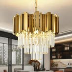 Gouden Hanglamp Kristal | Laatste Stuk!, Nieuw, Ophalen of Verzenden, Metaal, Modern