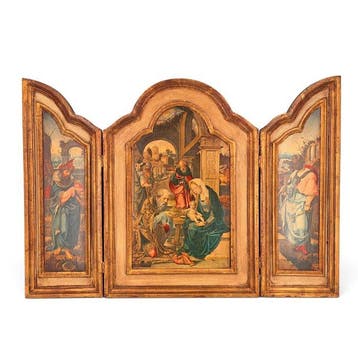 Renaissancestijl Drieluik - Hout - 1960-1970 - Aanbidding