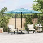vidaXL Parasol met stalen paal 290x290x238 cm blauw, Verzenden, Nieuw, 2 tot 3 meter