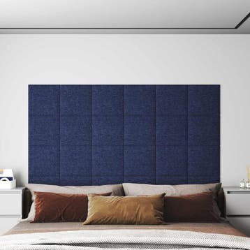 vidaXL Wandhoofdbord 12 st 30 x 30 cm Blauw Stof, Doe-het-zelf en Verbouw, Platen en Panelen, Verzenden, Nieuw