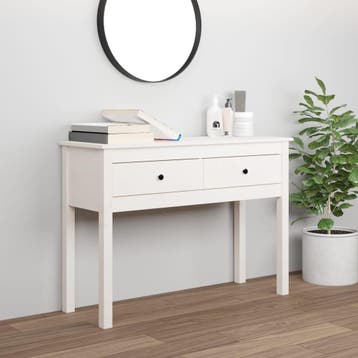 vidaXL Wandtafel 100x35x75 cm massief grenenhout wit, Verzenden, Nieuw, 60 cm of meer