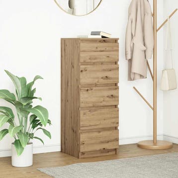 vidaXL Dressoir met lades 37,5x35x99cm spaanplaat artisanaal, Verzenden, Nieuw, Overige houtsoorten