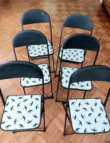 Oda - Klapstoel - Staal - Een set van zes vouwstoelen.