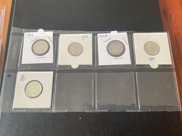 Nederland. Wilhelmina. 1/2 Gulden 1921-1930 (5) (Zonder, Postzegels en Munten