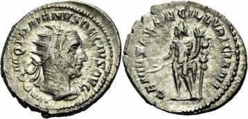 Roemisches Kaiserreich Trajanus Decius Antoninian Rom 249..., Postzegels en Munten, Munten | Europa | Niet-Euromunten, Verzenden