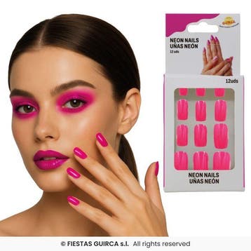 Neon Kunstnagels Roze, Verzenden, Nieuw, Feestartikel