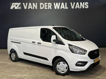 Ford Transit Custom 2.0 TDCI 130pk L2H1 inrichting Euro6 Air, Stof, Gebruikt, Wit, Dealer onderhouden