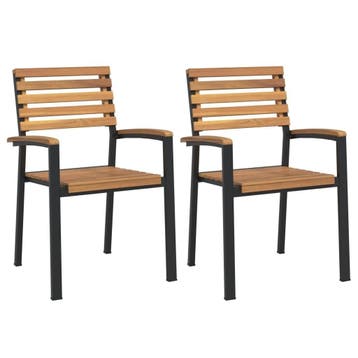 Tuinstoelen 2 stuks | Massief Hout | Laatste Stuk!, Tuin en Terras, Ophalen of Verzenden, Zo goed als nieuw, Hout, Stapelbaar
