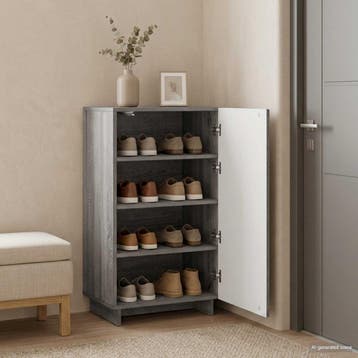 vidaXL Schoenenkast 48 x 38 x 87,5 cm Bewerkt hout Grijs, Verzenden, Nieuw
