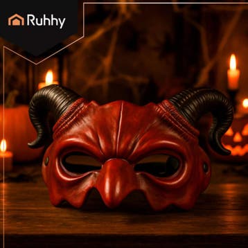 Ruhhy Demon Masker Halloween – Rood en Zwart – Kunststof, Ophalen of Verzenden, Nieuw