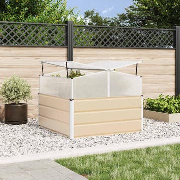 vidaXL Plantenbak Ivoor 100 x 100 x 77 cm Gegalvaniseerd, 100 cm of meer, Verzenden, Nieuw, Metaal