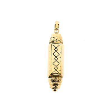 Gouden Mezouza hanger (Hanger of bedel), Ophalen of Verzenden, Gebruikt, Goud, Overige merken