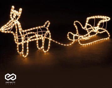 2dekans | Infinity Goods Rendier Met Slee - Kerstverlichting, Diversen, Kerst, Ophalen of Verzenden, Zo goed als nieuw