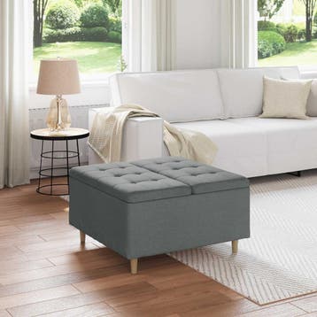 vidaXL Opslagottoman met kussen Donkergrijs 80 x 80 x 45 cm, Huis en Inrichting, Barkrukken, Verzenden, Nieuw