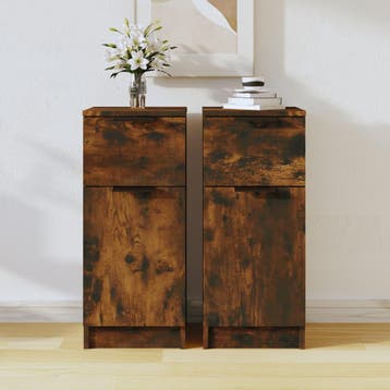 vidaXL Dressoirs 2 st 30x30x70 cm bewerkt hout gerookt, Minder dan 50 cm, Verzenden, Nieuw, 25 tot 50 cm