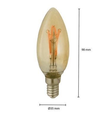 LED FILAMENT | E14 | KAARSLAMP | DIMBAAR | AMBER | 4W, Ophalen of Verzenden, Nieuw