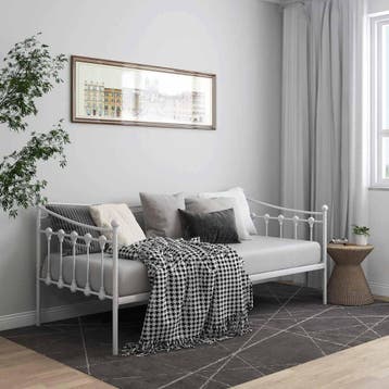 vidaXL Slaapbank metaal wit 90x200 cm, 90 cm, Eenpersoons, Verzenden, Wit