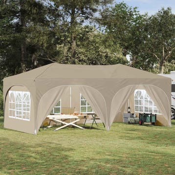 vidaXL Pop-up partytent 575 x 288 x 245 cm Crèmekleurig, Verzenden, Nieuw, Partytent
