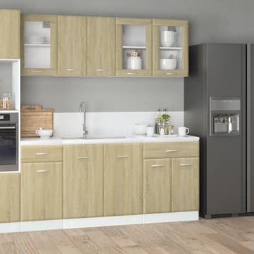 vidaXL 4-delige Keukenkastenset Lyon bewerkt hout sonoma, Huis en Inrichting, Keuken | Keukenelementen, Verzenden, Nieuw, Bruin