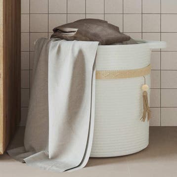 vidaXL Opbergmand Ø 38x36 cm katoen wit, Verzenden, Nieuw
