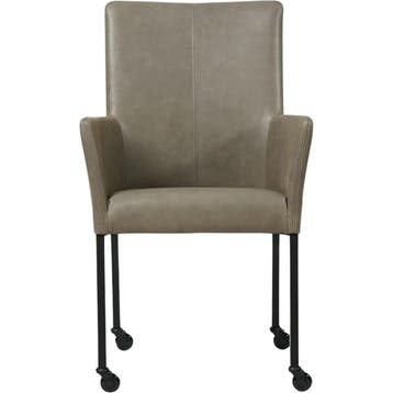 Set van 6 Leren eetkamerstoelen Comfort met wieltjes en, Huis en Inrichting, Stoelen, Ophalen of Verzenden, Nieuw, Leer, Vijf, Zes of meer stoelen