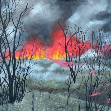 Raymond Bret-Koch (1902-1996) - Forêt en flammes - Incendies, Antiek en Kunst
