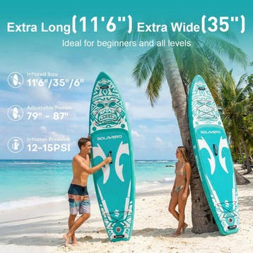 Sup Board - Opblaasbaar Paddle Board - 250 kg - Groen - SOLA, Verzenden, Zo goed als nieuw