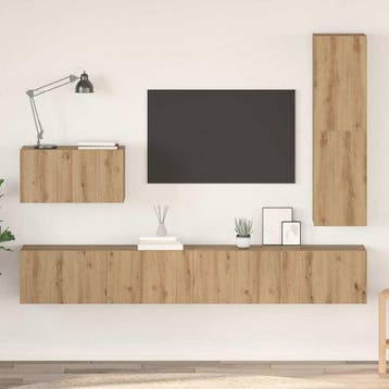 vidaXL Tv-meubelset met lade 4 pcs Artisan Eiken Bewerkt, Minder dan 50 cm, Verzenden, 100 tot 150 cm, Nieuw