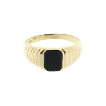 Gouden zegelring met onyx, Sieraden, Tassen en Uiterlijk, Ringen, Gebruikt, 20 of groter, Heer, Ophalen of Verzenden