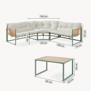 Loungeset Karg tuinset met kussens groen en beige casa.pro, Verzenden, Nieuw