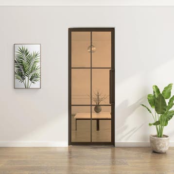 Stalen taatsdeur - Brons - 6 Vlaks - Brons rookglas, Minder dan 80 cm, Overige typen, Nieuw, Metaal