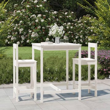 vidaXL 3-delige Barset massief grenenhout wit, Tuin en Terras, Tuinsets en Loungesets, Verzenden, Nieuw, 3 zitplaatsen