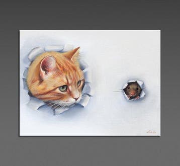 Gala - Mouse & cat painting ~Paper wall~