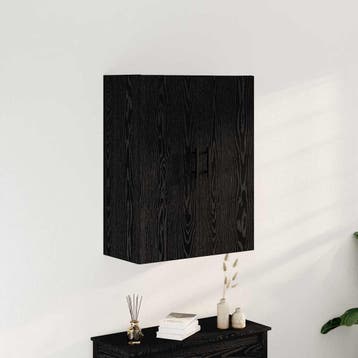vidaXL Wandkast Zwart Eiken 69,5 x 34 x 90 cm Bewerkt hout, Minder dan 50 cm, Verzenden, Nieuw, Minder dan 100 cm