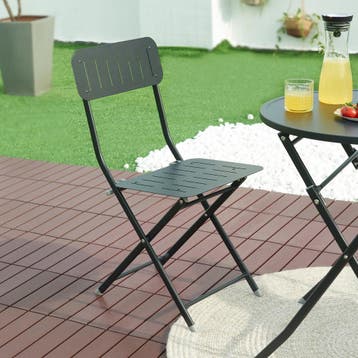 Klapstoel Sande set van 2 tuinstoelen 84,5x42x50 cm zwart [e, Tuin en Terras, Verzenden, Nieuw