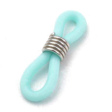 10 x brillenkoord eindje, turquoise rubber, 20 x 7mm zilver, Ophalen of Verzenden, Nieuw, Draad