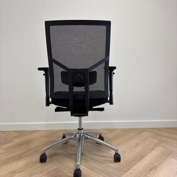 ergonomische bureaustoel + lendesteun, zwart - chroom, Ophalen of Verzenden, Ergonomisch, Gebruikt, Bureaustoel