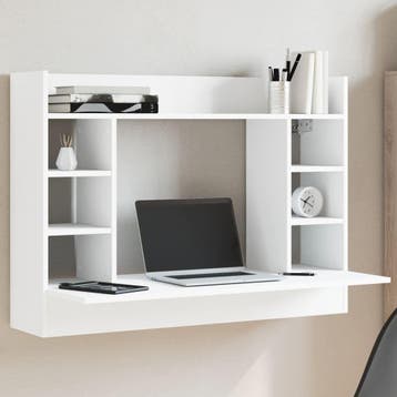 vidaXL Wandbureau 105x48x75 cm bewerkt hout wit, Huis en Inrichting, Verzenden, Nieuw