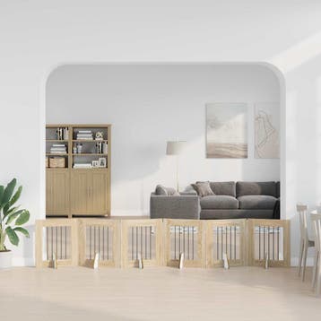vidaXL Opvouwbaar hondenhek met standaards 6 st Sonoma Eiken, Verzenden, Nieuw