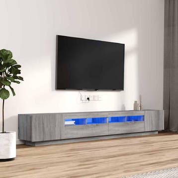 vidaXL 3-delige Tv-meubelset met LEDs bewerkt hout grijs, Verzenden, Nieuw, Overige houtsoorten