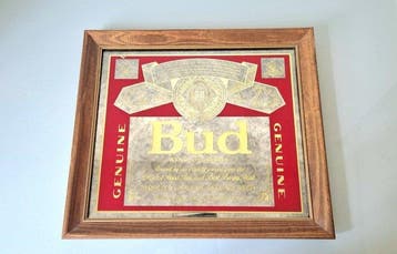 Beeco USA - Spiegel - Glas, Hout - Budweiser reclame