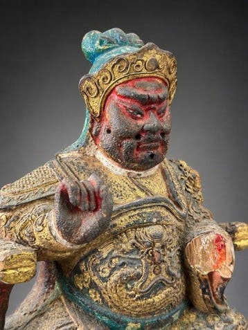 Wu Caishen  - 19th c. - Hout, Goud, polychromie - China -