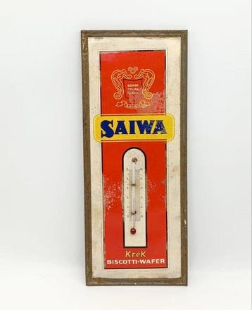 Saiwa - Reclamebord - thermometer - Metaal, Celluloide