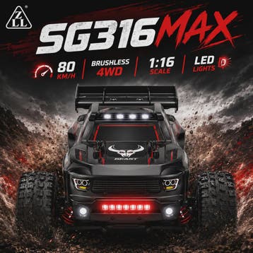 RC Crossauto 80 km/u - 1/16 4x4 Off-road Truck met LED Verli, Verzenden, Nieuw
